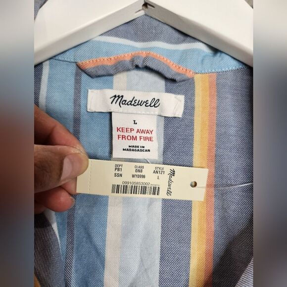 NWT madewell Solano Stripe colorblock pajama shirt - Picture 4 of 7